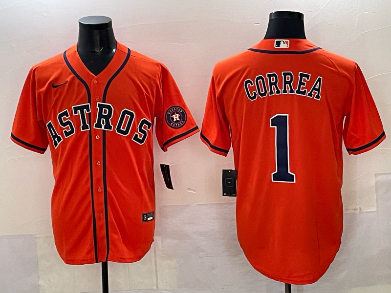 Youth 2025 Houston Astros #1 Correa orange Nike MLB Jersey 006